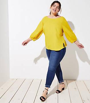 Loft Plus Drapey Balloon Sleeve Blouse