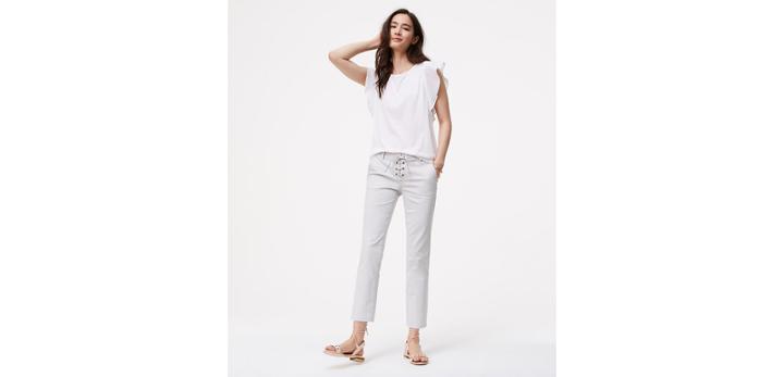 Loft Cropped Lace Up Pants