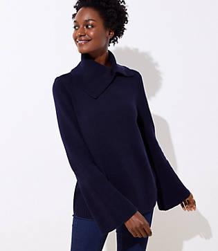 Loft Split Turtleneck Flare Sweater