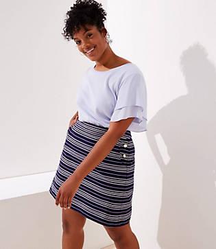 Loft Plus Striped Sailor Pocket Shift Skirt