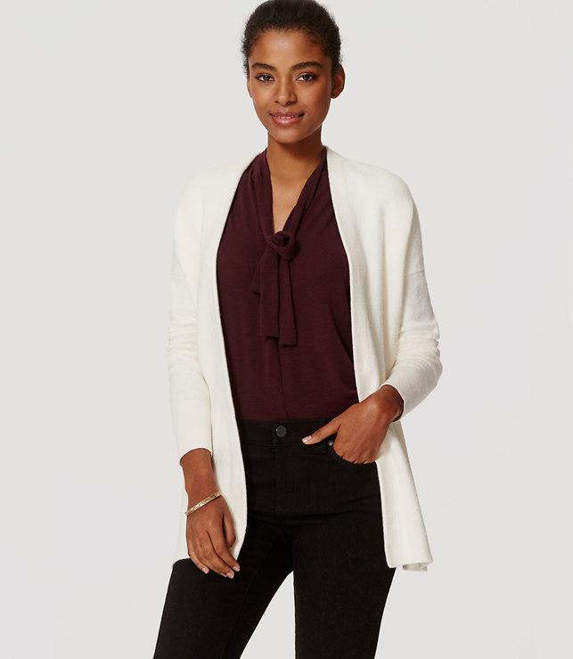 Loft Back Ribbed Open Cardigan