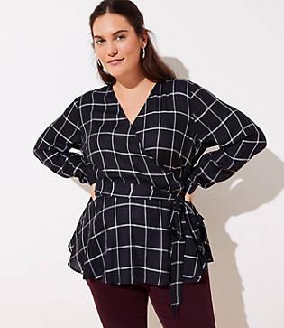 Loft Plus Plaid Wrap Blouse
