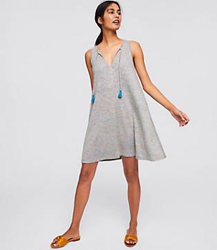Loft Beach Shimmer Tie Neck Swing Dress