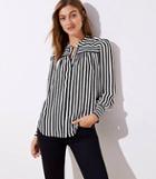 Loft Mixed Stripe Puff Sleeve Blouse