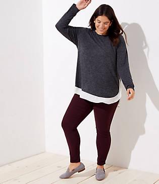 Loft Plus Flounce Mixed Media Shirttail Top