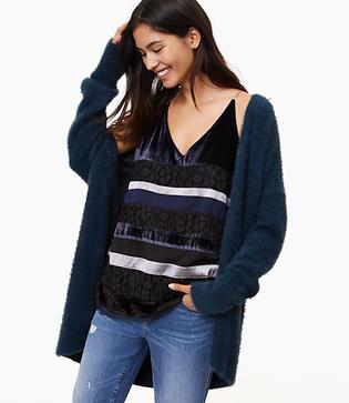 Loft Velvet Lace Striped Strappy Cami