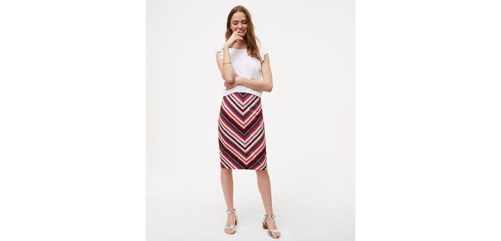 Loft Chevron Pull On Pencil Skirt