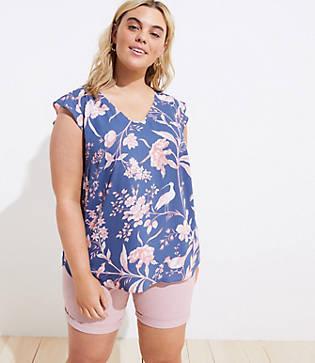 Loft Plus Bird Flutter Cap Sleeve Shell