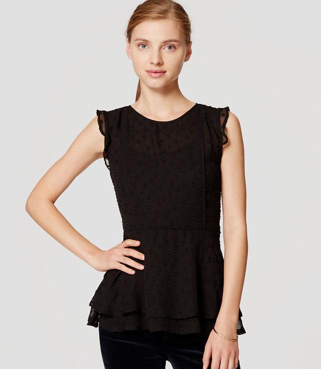 Loft Dot Flutter Peplum Top