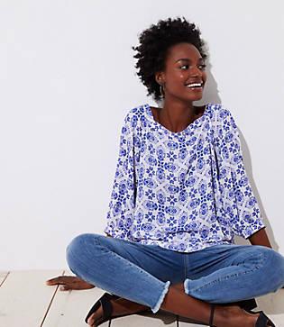 Loft Paisley Mosaic Square Neck Blouse