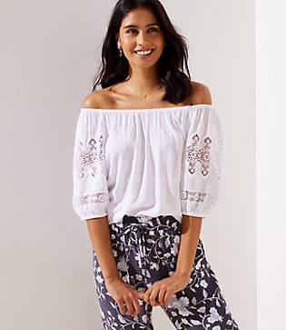 Loft Lace Sleeve Off The Shoulder Top