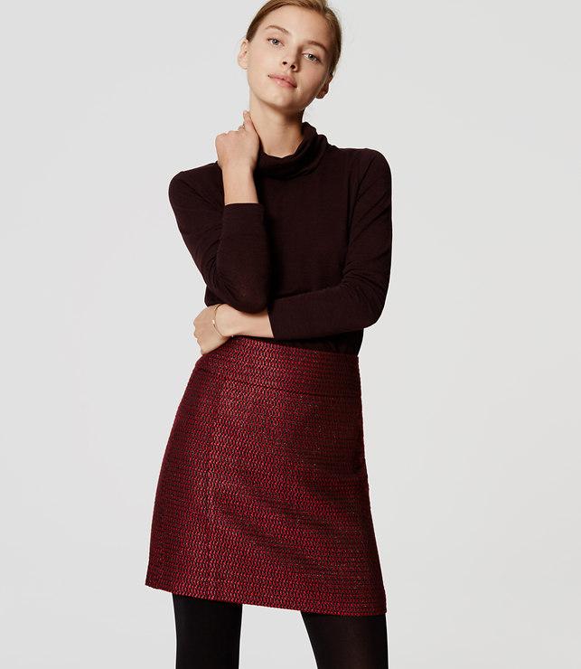 Loft Shimmer Tweed Shift Skirt