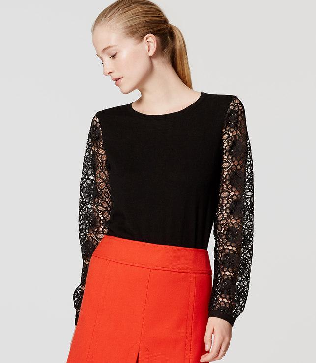 Loft Lace Sleeve Sweater