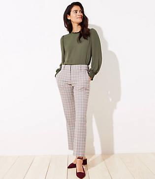 Loft Plaid Slim Pants In Curvy Fit