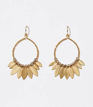 Loft Beaded Metal Paillette Drop Earrings