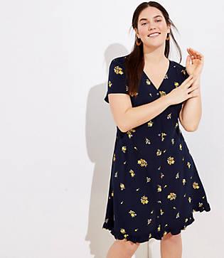 Loft Plus Floral Button Down Flare Dress