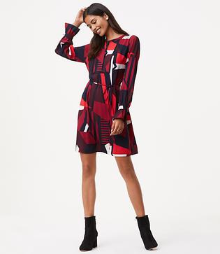Loft Abstract Swing Shirtdress