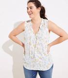 Loft Plus Floral Mixed Media Tie Neck Shell