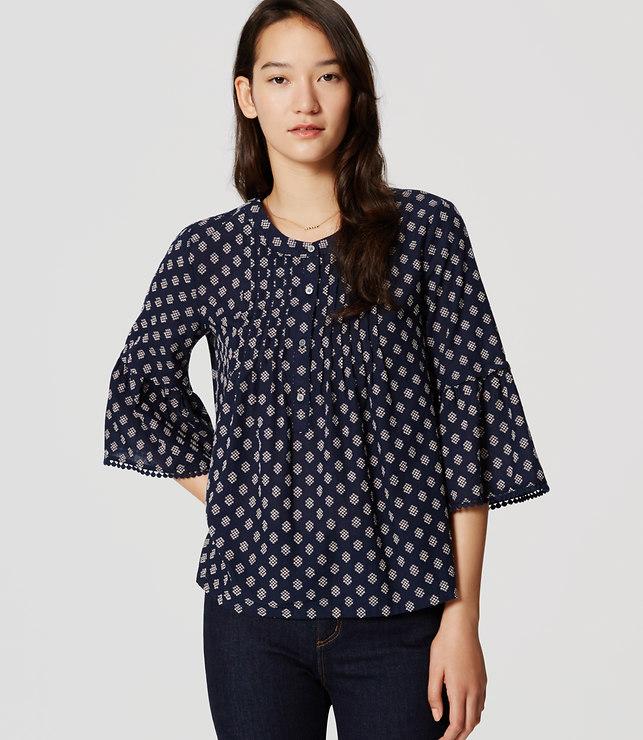 Loft Geo Bell Sleeve Top
