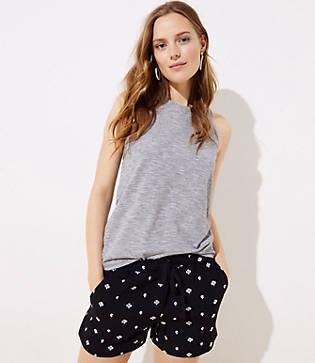 Loft Embroidered Fluid Drawstring Shorts
