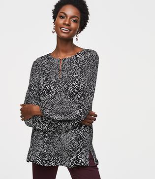 Loft Dotted Blouson Henley Top