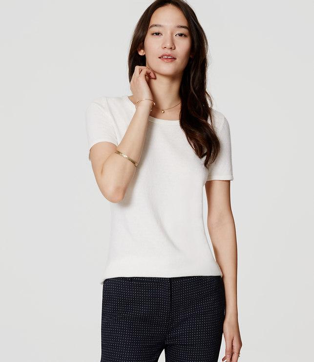 Loft Short Sleeve Textured Sweater Tee