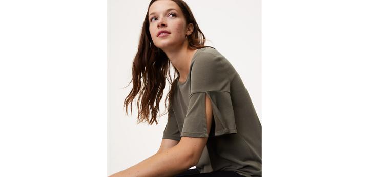Loft Sandwashed Split Cuff Tee