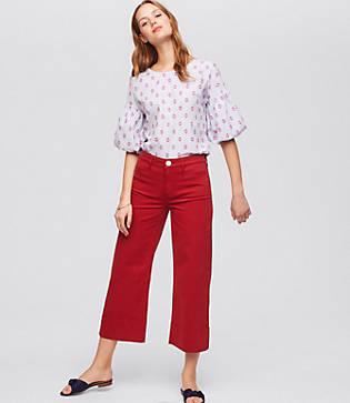Loft Modern Wide Leg Crop Jeans In Zesty Red