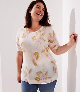Loft Plus Floral Short Sleeve Sweater