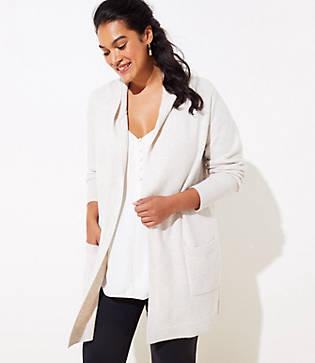 Loft Plus Hooded Open Cardigan