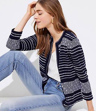 Loft Geo Stripe Knit Jacket