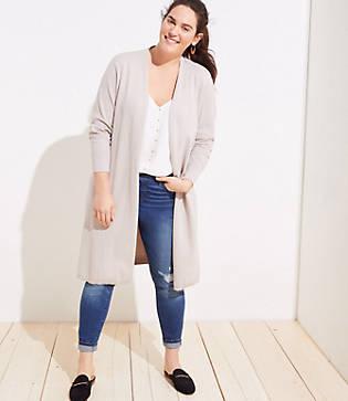Loft Plus Side Slit Open Cardigan