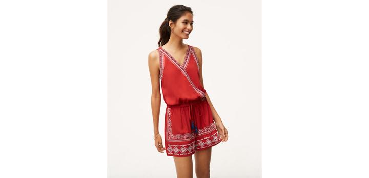 Loft Embroidered Crossover Romper