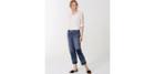 Loft Straight Crop Patchwork Jeans In Indigo Wash