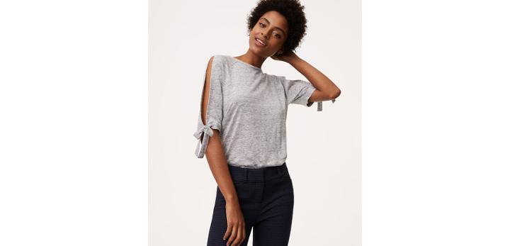 Loft Lien Tie Split Sleeve Tee