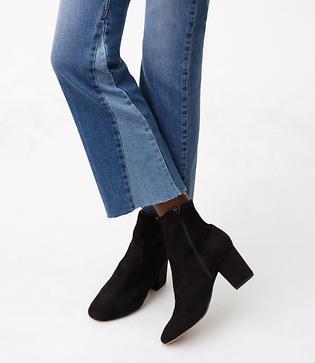 Loft Modern Godet Vintage Straight Jeans In Mid Indigo