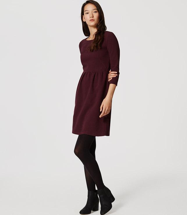 Loft 3/4 Sleeve Ottoman Flare Dress