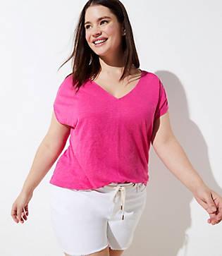 Loft Plus V-neck Linen Tee