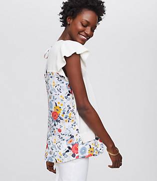 Loft Flowerbed Mixed Media Flutter Sweater