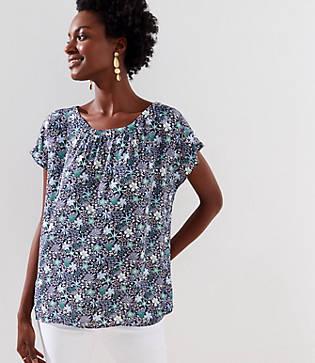 Loft Floral Mixed Media Bar Back Top