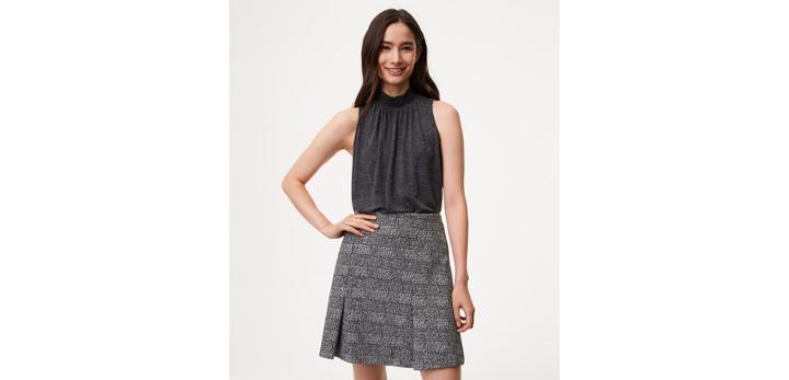Loft Smocked Mock Neck Shell