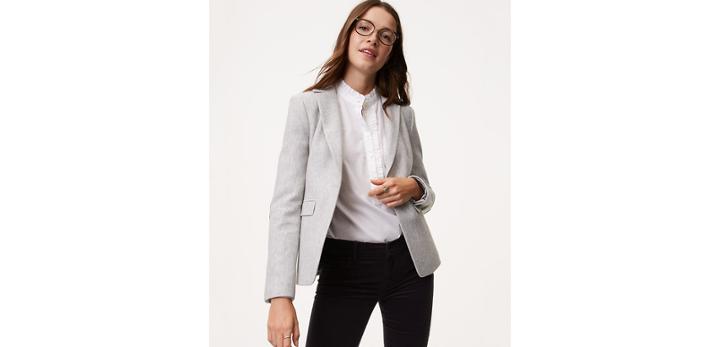 Loft Herringbone Knit Blazer