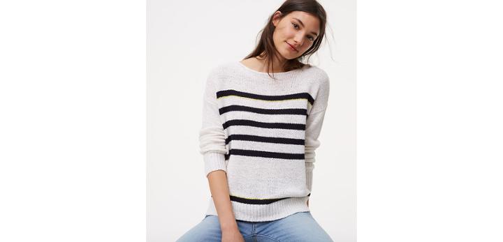 Loft Striped Drop Shoulder Sweater