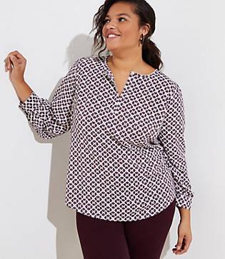 Loft Plus Tiled Keyhole Blouse