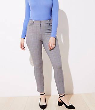 Loft Plaid High Waist Skinny Ankle Pants In Curvy Fit