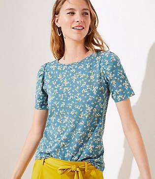 Loft Floral Vintage Soft Puff Sleeve Tee