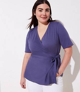 Loft Plus Short Sleeve Wrap Top