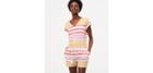 Loft Beach Striped Drawstring V-neck Romper