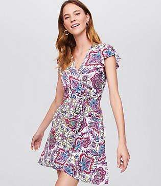 Loft Beach Paisley Wrap Flutter Dress