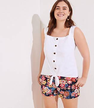 Loft Plus Button Down Tie Front Tank